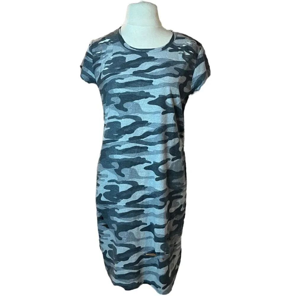 🔥4/$25 Planet Gold Gray Camo Cut-Out Dress